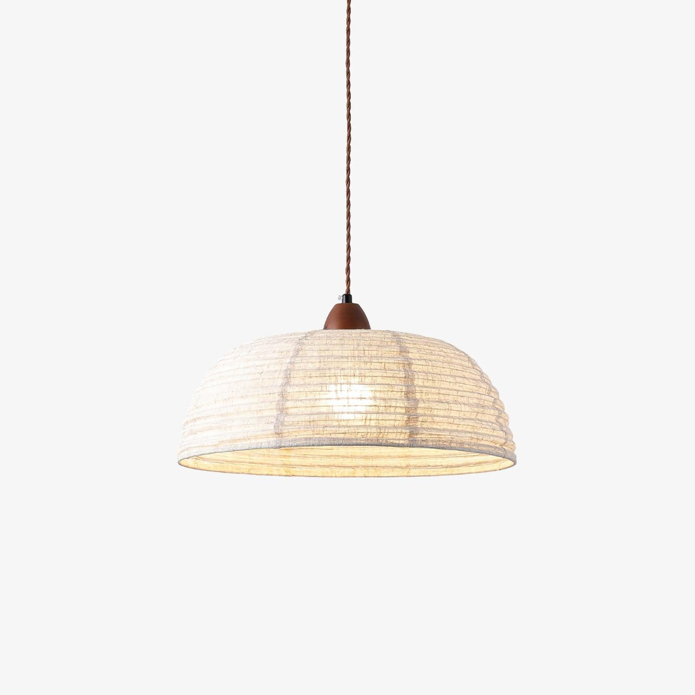 Wood & Fabric Pendant Light – Natural Hanging Lamp (E26/E27, Adjustable Height, 110-240V)