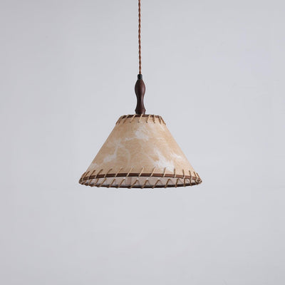 Wood & Fabric Pendant Light – Natural Hanging Lamp (E26/E27, Adjustable Height, 110-240V)