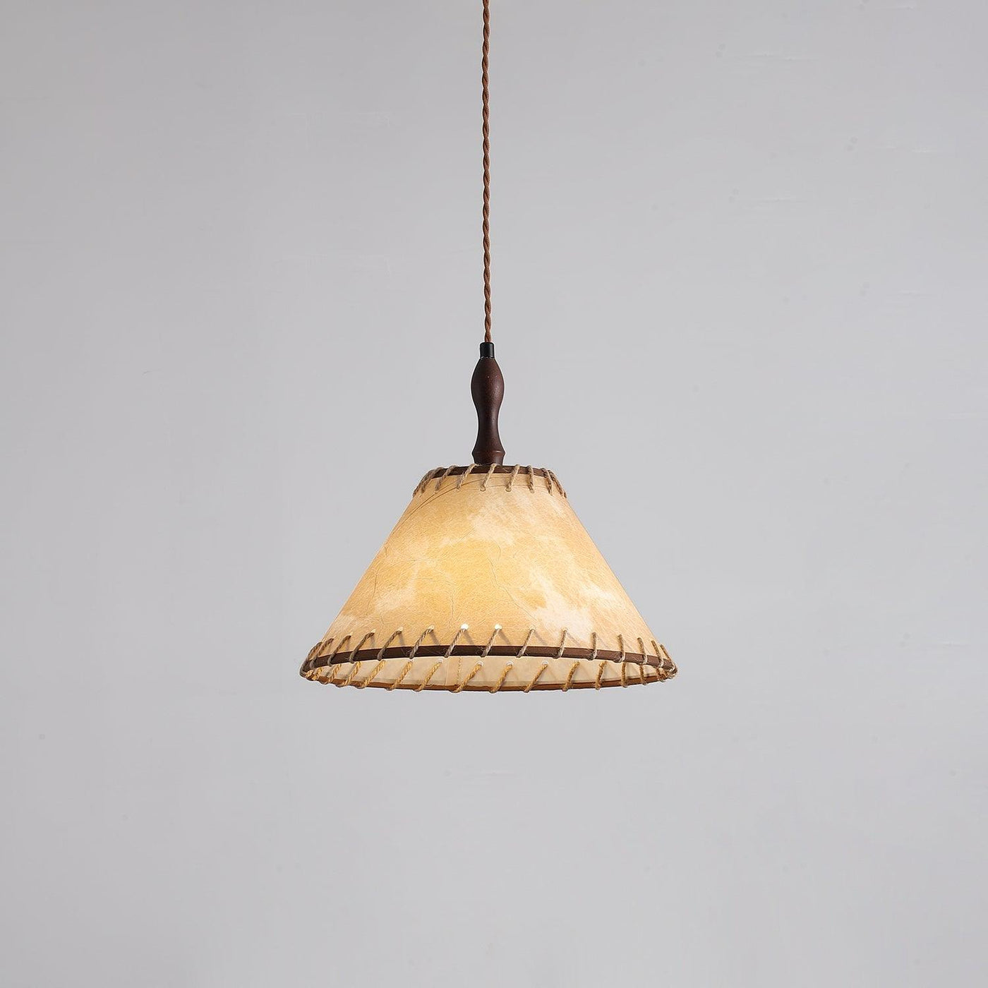Wood & Fabric Pendant Light – Natural Hanging Lamp (E26/E27, Adjustable Height, 110-240V)