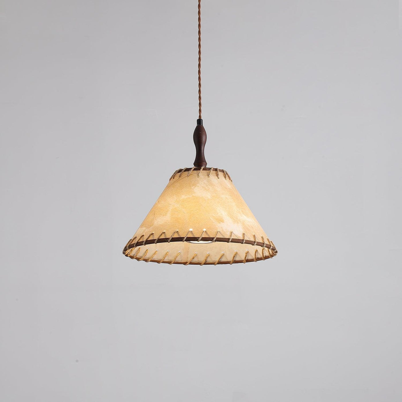 Wood & Fabric Pendant Light – Natural Hanging Lamp (E26/E27, Adjustable Height, 110-240V)