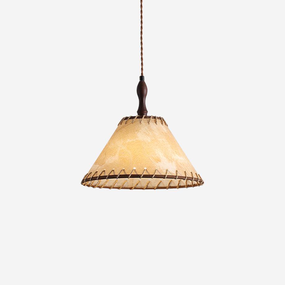 Wood & Fabric Pendant Light – Natural Hanging Lamp (E26/E27, Adjustable Height, 110-240V)