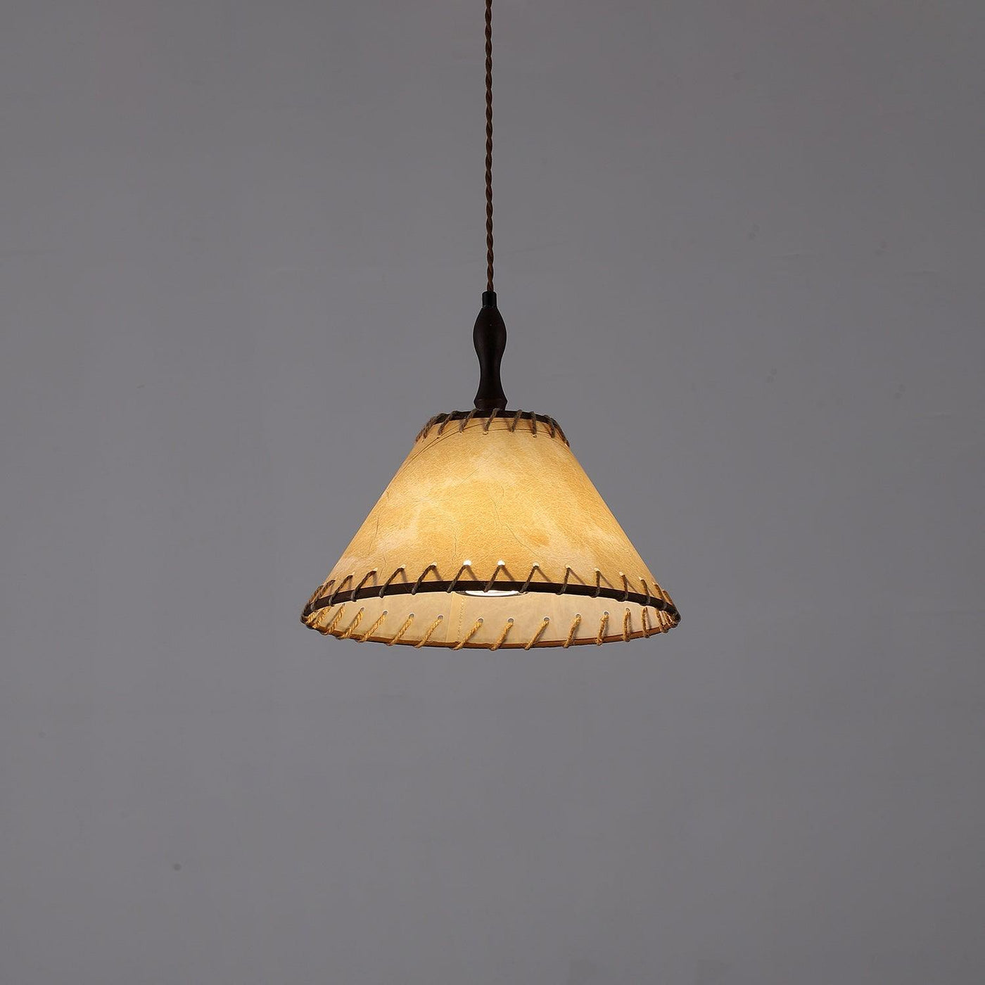 Wood & Fabric Pendant Light – Natural Hanging Lamp (E26/E27, Adjustable Height, 110-240V)