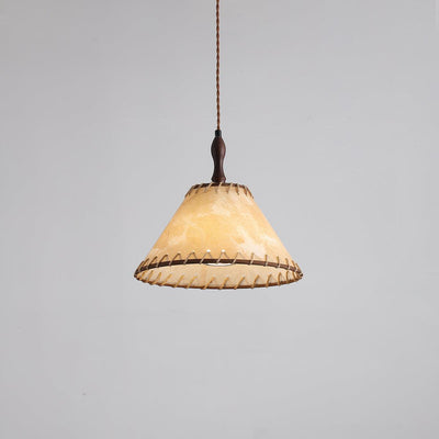 Wood & Fabric Pendant Light – Natural Hanging Lamp (E26/E27, Adjustable Height, 110-240V)