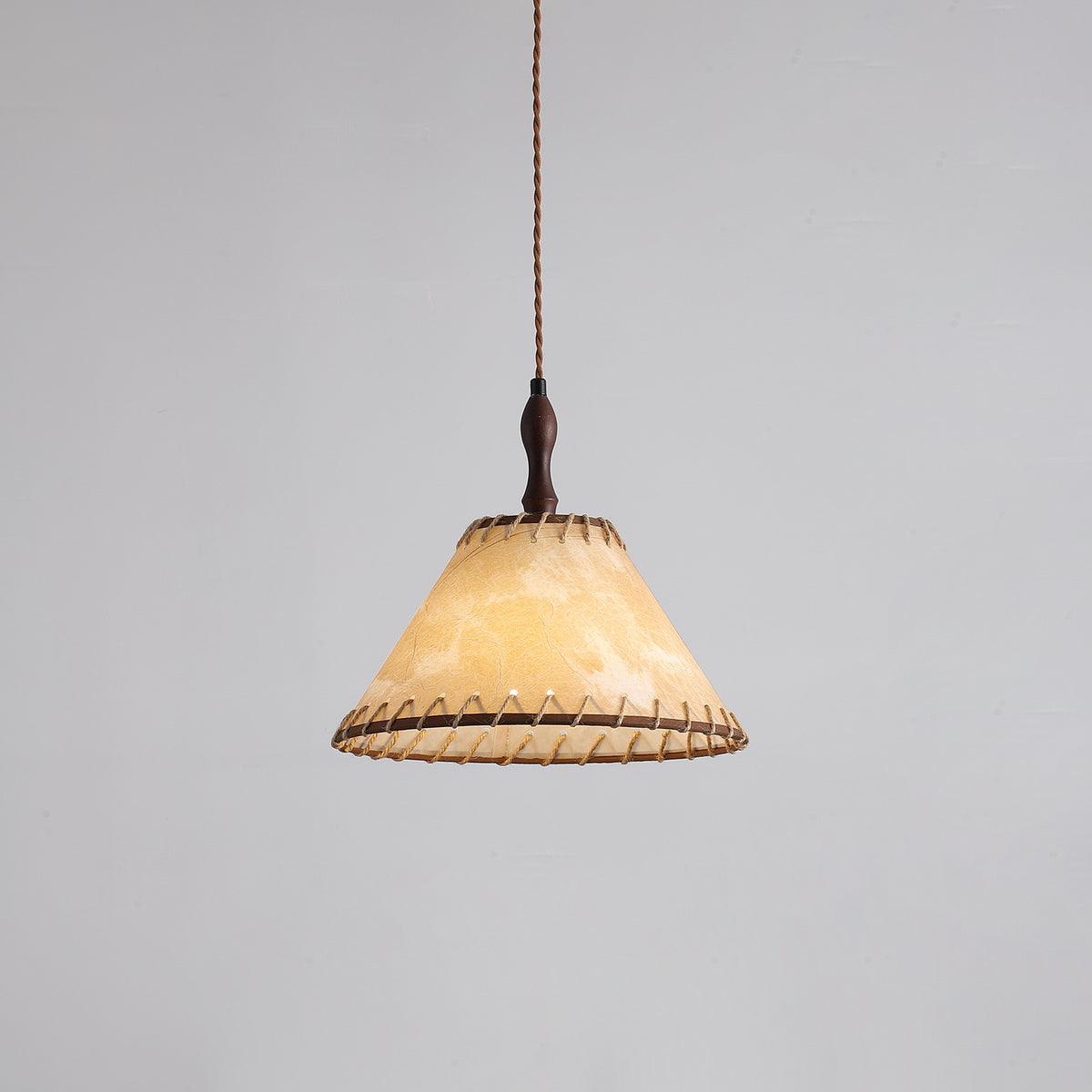 Wood & Fabric Pendant Light – Natural Hanging Lamp (E26/E27, Adjustable Height, 110-240V)