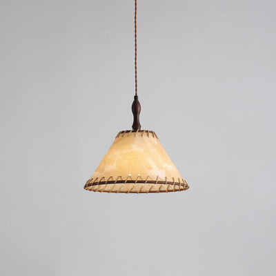 Wood & Fabric Pendant Light – Natural Hanging Lamp (E26/E27, Adjustable Height, 110-240V)