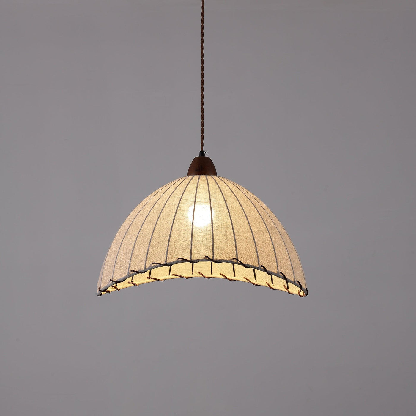 Wood & Fabric Pendant Light – Natural Hanging Lamp (E26/E27, Adjustable Height, 110-240V)
