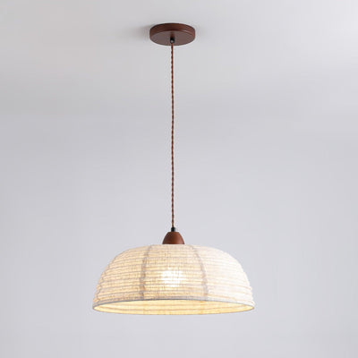 Wood & Fabric Pendant Light – Natural Hanging Lamp (E26/E27, Adjustable Height, 110-240V)