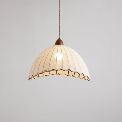 Wood & Fabric Pendant Light – Natural Hanging Lamp (E26/E27, Adjustable Height, 110-240V)