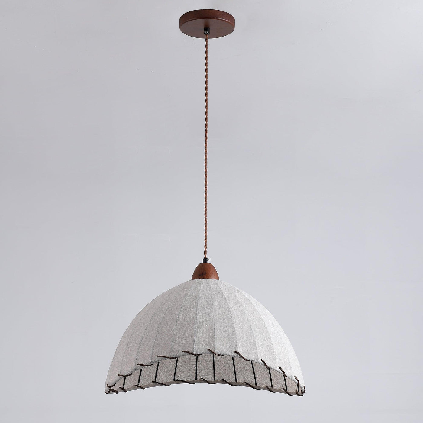 Wood & Fabric Pendant Light – Natural Hanging Lamp (E26/E27, Adjustable Height, 110-240V)