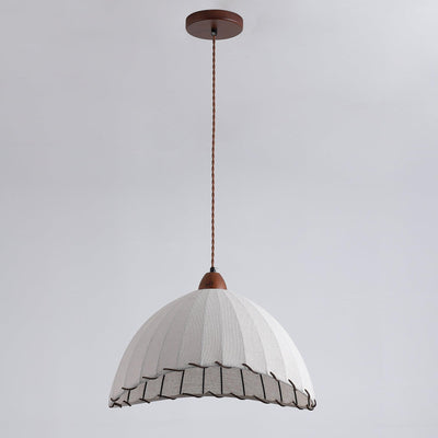 Wood & Fabric Pendant Light – Natural Hanging Lamp (E26/E27, Adjustable Height, 110-240V)