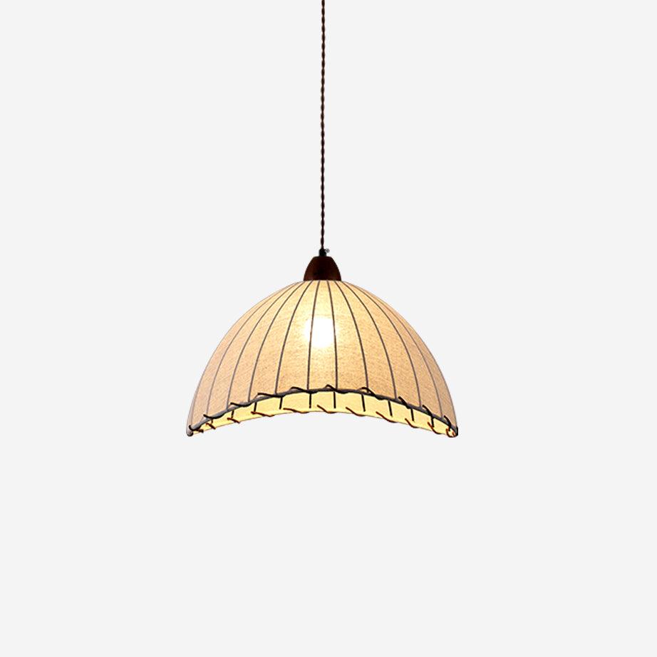 Wood & Fabric Pendant Light – Natural Hanging Lamp (E26/E27, Adjustable Height, 110-240V)
