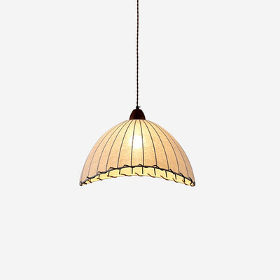 Wood & Fabric Pendant Light – Natural Hanging Lamp (E26/E27, Adjustable Height, 110-240V)