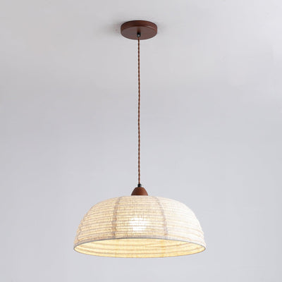 Wood & Fabric Pendant Light – Natural Hanging Lamp (E26/E27, Adjustable Height, 110-240V)