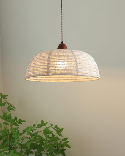 Wood & Fabric Pendant Light – Natural Hanging Lamp (E26/E27, Adjustable Height, 110-240V)