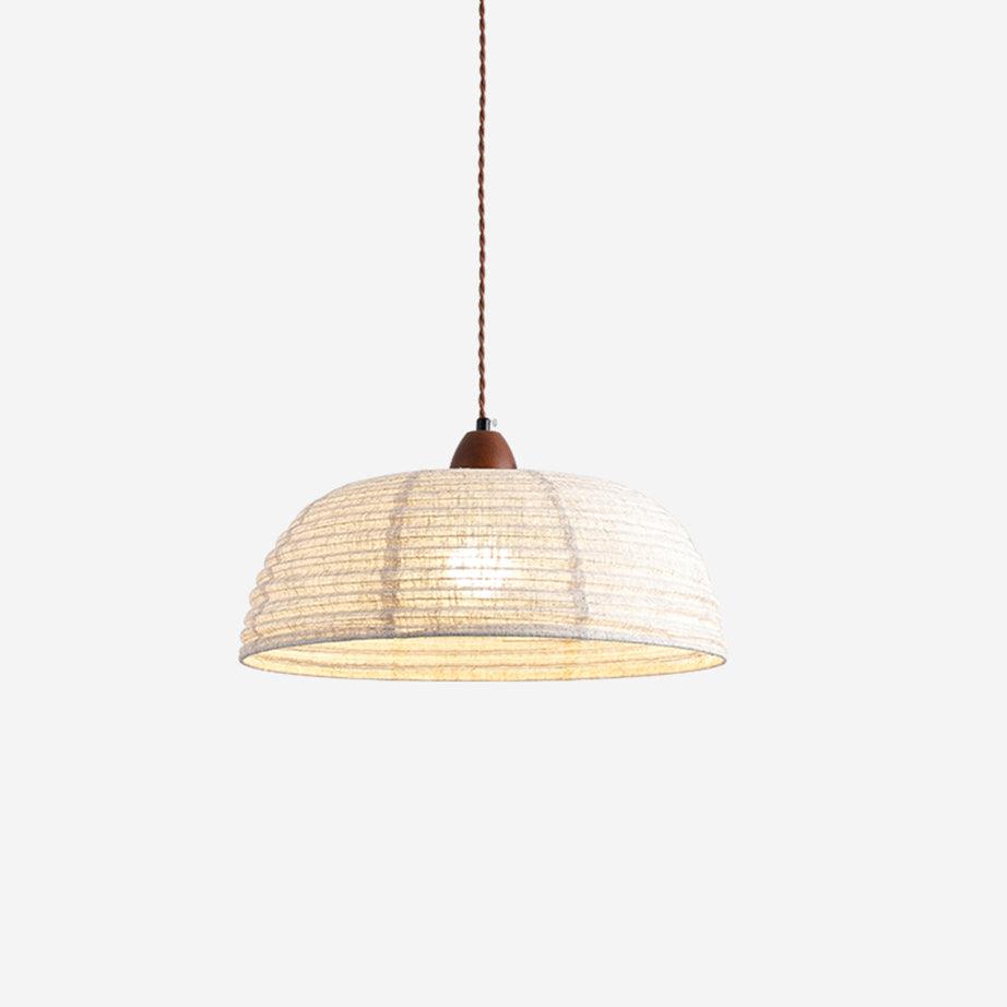 Wood & Fabric Pendant Light – Natural Hanging Lamp (E26/E27, Adjustable Height, 110-240V)