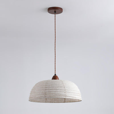 Wood & Fabric Pendant Light – Natural Hanging Lamp (E26/E27, Adjustable Height, 110-240V)