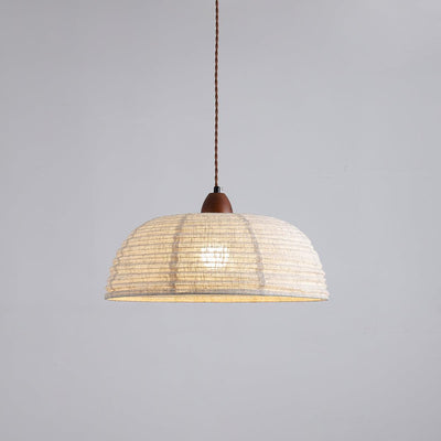 Wood & Fabric Pendant Light – Natural Hanging Lamp (E26/E27, Adjustable Height, 110-240V)