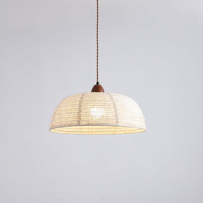Wood & Fabric Pendant Light – Natural Hanging Lamp (E26/E27, Adjustable Height, 110-240V)