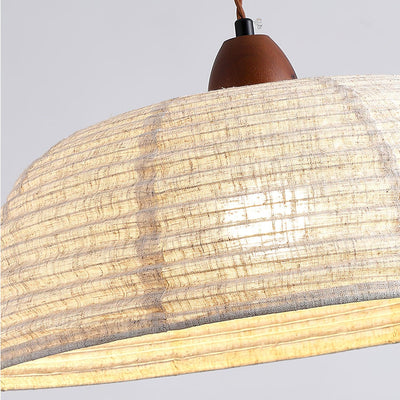 Wood & Fabric Pendant Light – Natural Hanging Lamp (E26/E27, Adjustable Height, 110-240V)