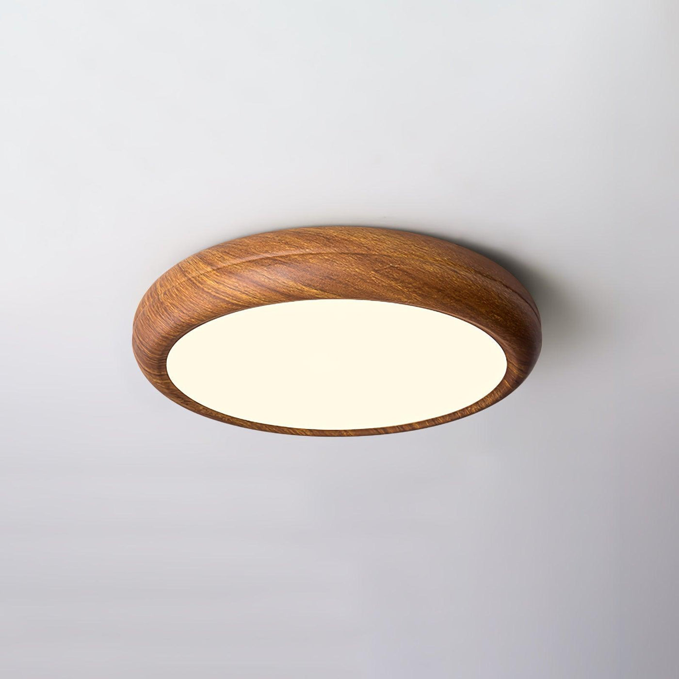 Nordic Round Wooden Ceiling Light – LED Flush Mount (Warm White 3000K, 18W-36W, 110-240V)