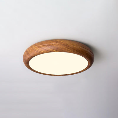 Nordic Round Wooden Ceiling Light – LED Flush Mount (Warm White 3000K, 18W-36W, 110-240V)