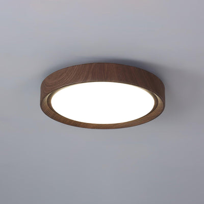 Nordic Round Wooden Ceiling Light – LED Flush Mount (Warm White 3000K, 18W-36W, 110-240V)
