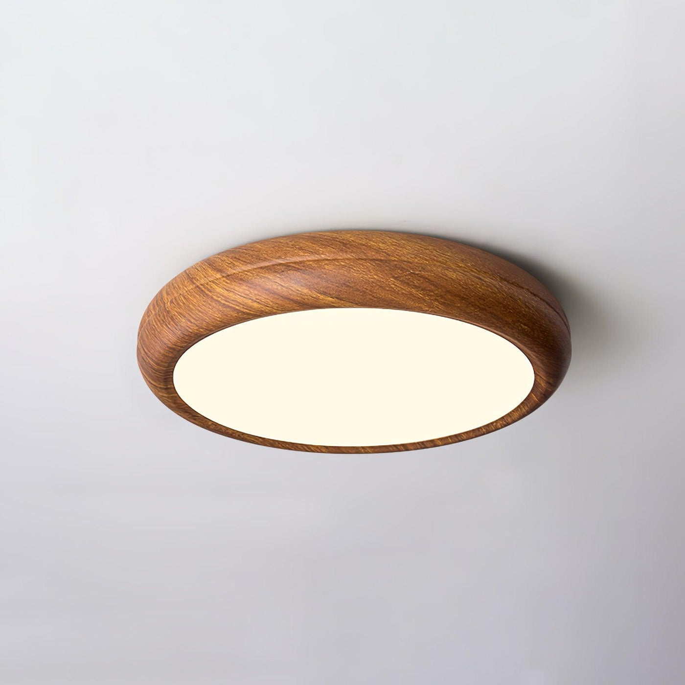 Nordic Round Wooden Ceiling Light – LED Flush Mount (Warm White 3000K, 18W-36W, 110-240V)