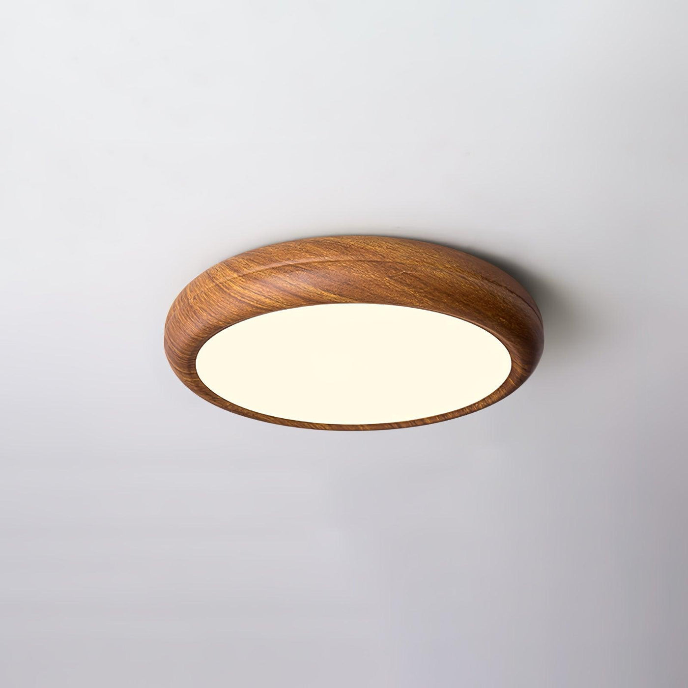 Nordic Round Wooden Ceiling Light – LED Flush Mount (Warm White 3000K, 18W-36W, 110-240V)