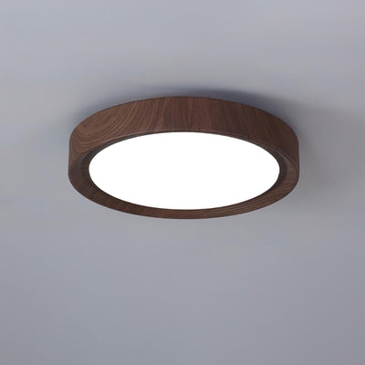 Nordic Round Wooden Ceiling Light – LED Flush Mount (Warm White 3000K, 18W-36W, 110-240V)