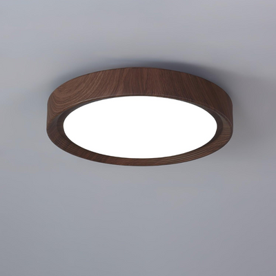 Nordic Round Wooden Ceiling Light – LED Flush Mount (Warm White 3000K, 18W-36W, 110-240V)