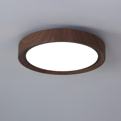 Nordic Round Wooden Ceiling Light – LED Flush Mount (Warm White 3000K, 18W-36W, 110-240V)