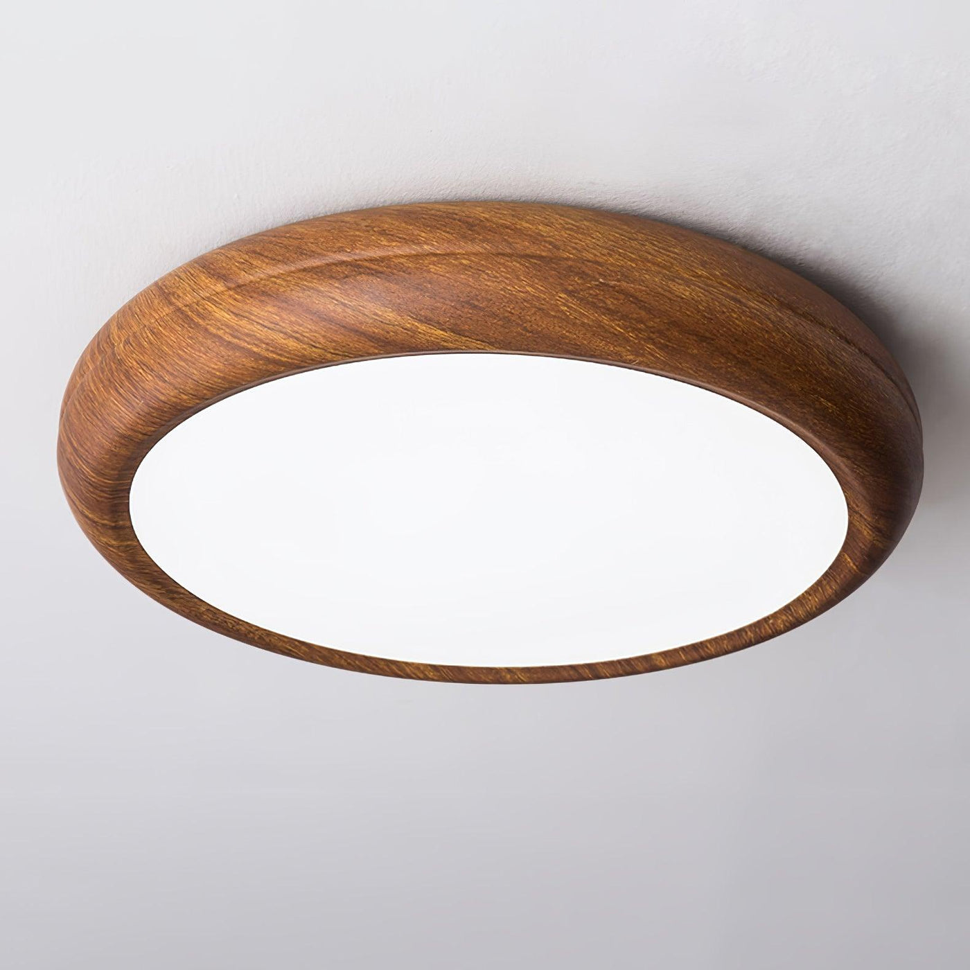 Nordic Round Wooden Ceiling Light – LED Flush Mount (Warm White 3000K, 18W-36W, 110-240V)