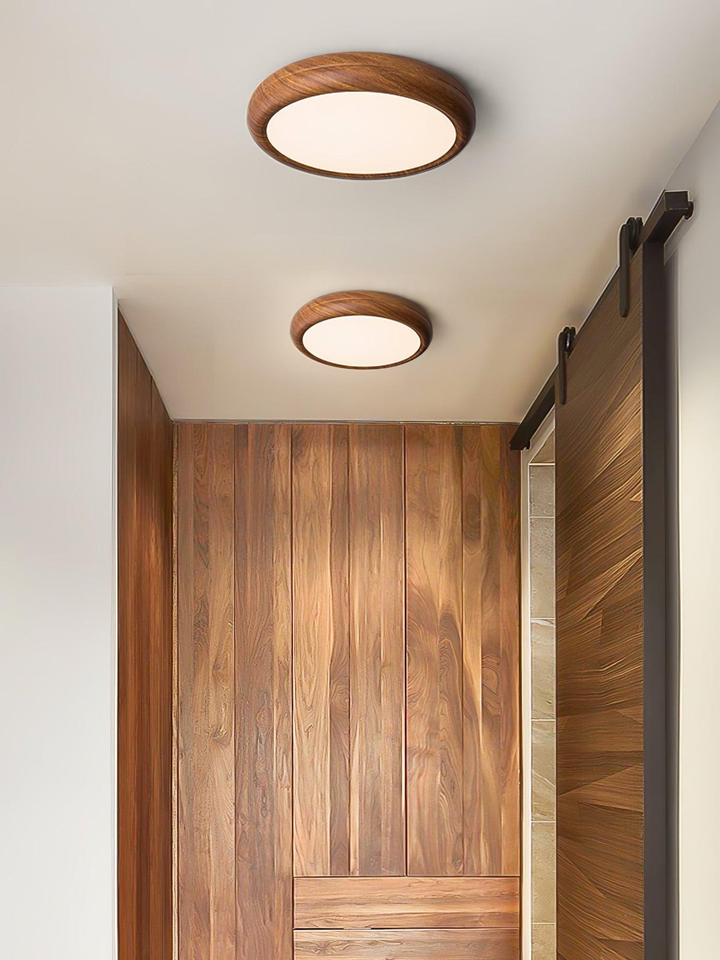 Nordic Round Wooden Ceiling Light – LED Flush Mount (Warm White 3000K, 18W-36W, 110-240V)