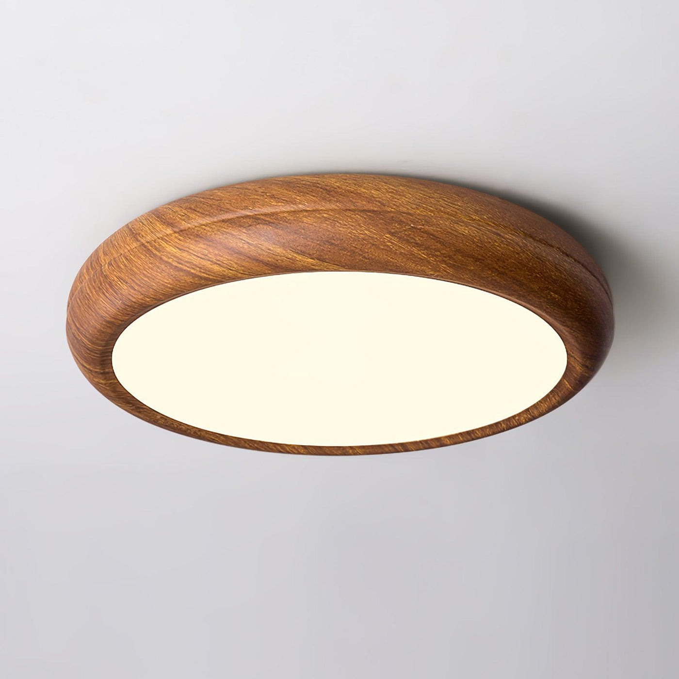 Nordic Round Wooden Ceiling Light – LED Flush Mount (Warm White 3000K, 18W-36W, 110-240V)