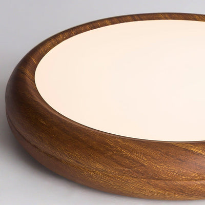 Nordic Round Wooden Ceiling Light – LED Flush Mount (Warm White 3000K, 18W-36W, 110-240V)