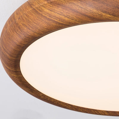 Nordic Round Wooden Ceiling Light – LED Flush Mount (Warm White 3000K, 18W-36W, 110-240V)