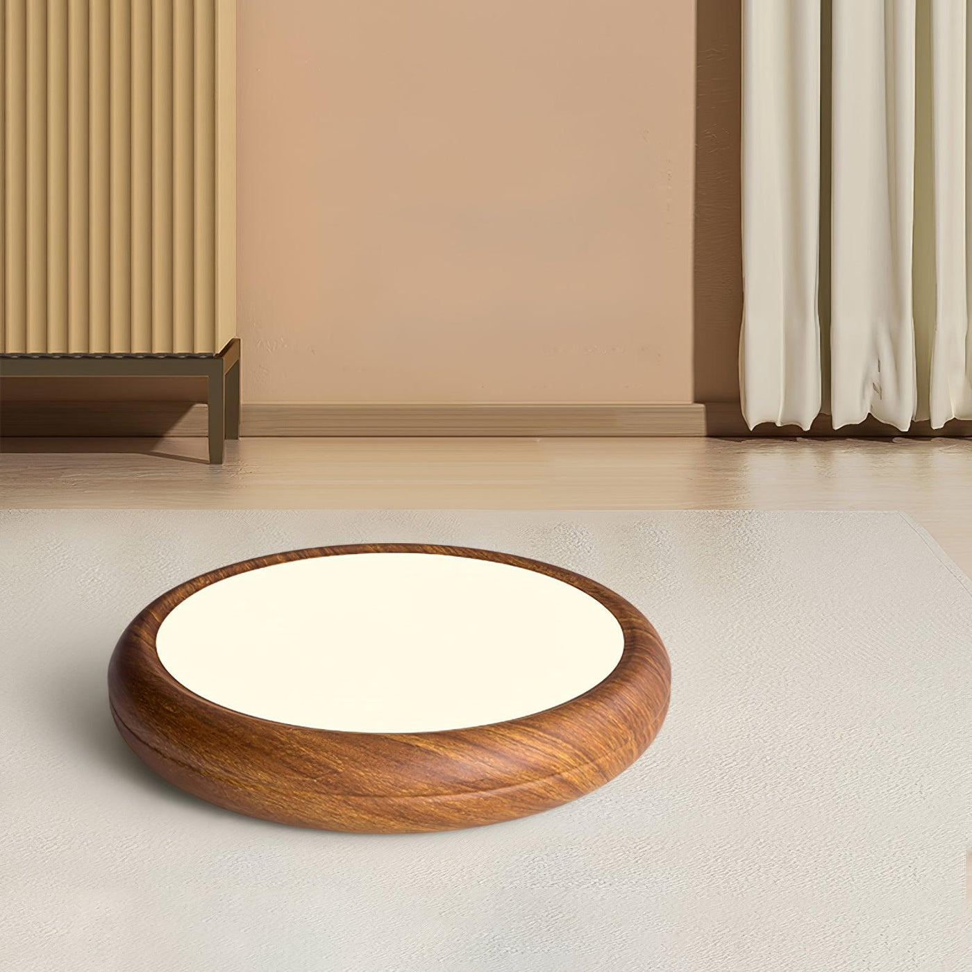Nordic Round Wooden Ceiling Light – LED Flush Mount (Warm White 3000K, 18W-36W, 110-240V)