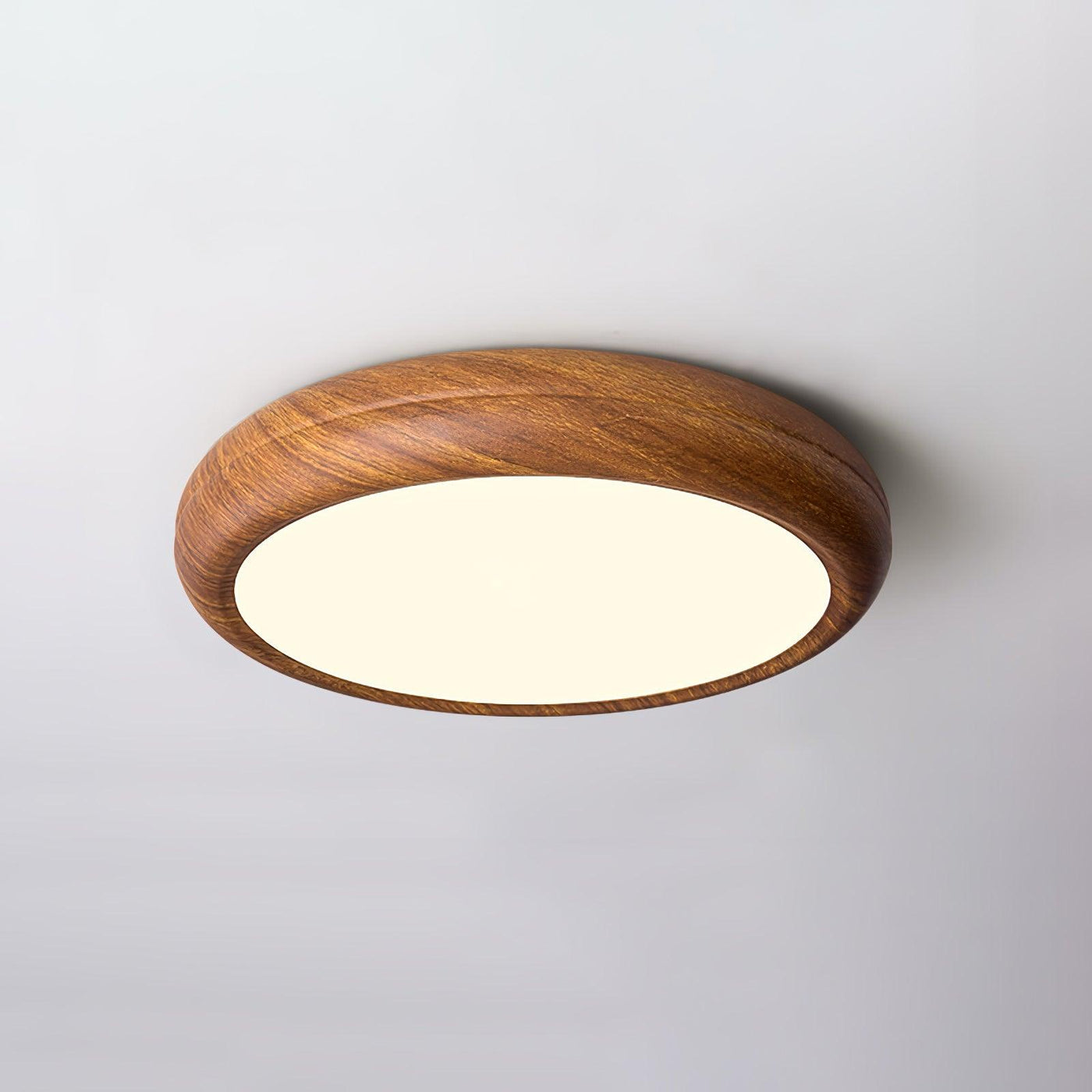 Nordic Round Wooden Ceiling Light – LED Flush Mount (Warm White 3000K, 18W-36W, 110-240V)