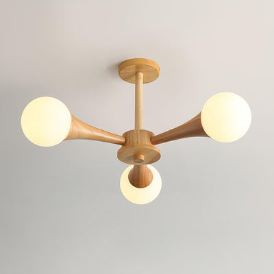 Luxury Wooden & Glass Chandelier – Elegant Illumination for a Sophisticated Space