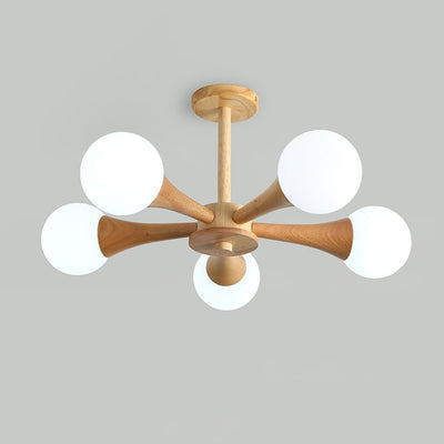 Luxury Wooden & Glass Chandelier – Elegant Illumination for a Sophisticated Space