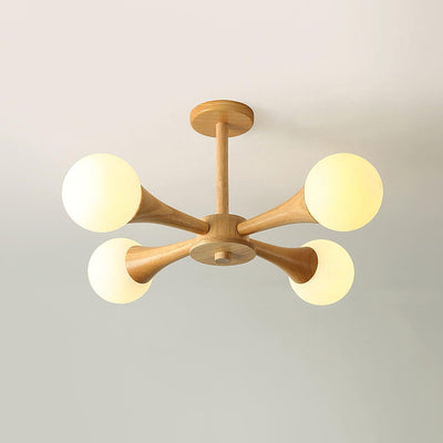 Luxury Wooden & Glass Chandelier – Elegant Illumination for a Sophisticated Space