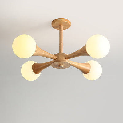 Luxury Wooden & Glass Chandelier – Elegant Illumination for a Sophisticated Space