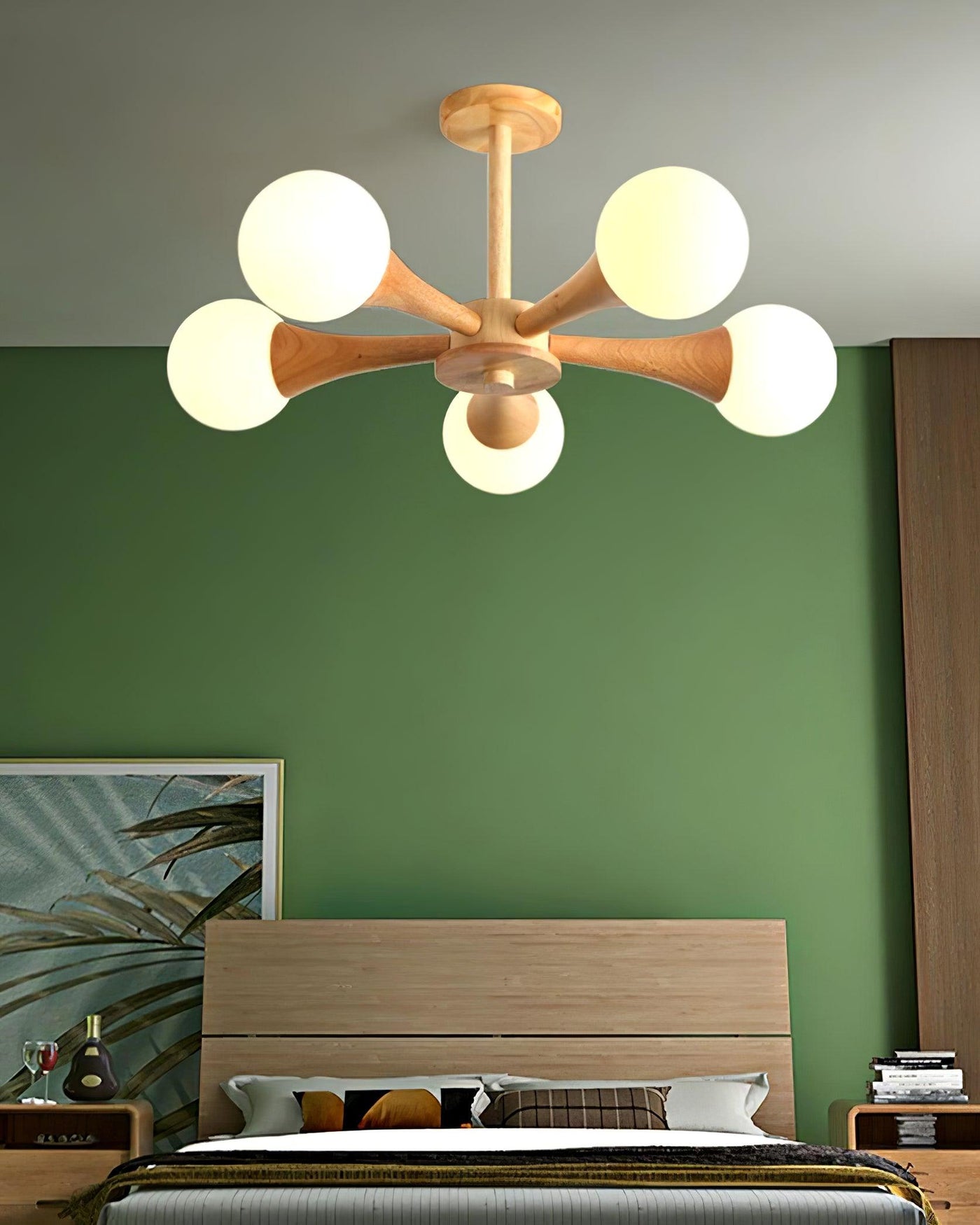 Luxury Wooden & Glass Chandelier – Elegant Illumination for a Sophisticated Space
