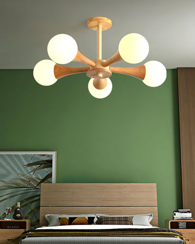 Luxury Wooden & Glass Chandelier – Elegant Illumination for a Sophisticated Space