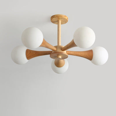 Luxury Wooden & Glass Chandelier – Elegant Illumination for a Sophisticated Space
