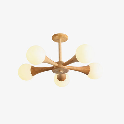 Luxury Wooden & Glass Chandelier – Elegant Illumination for a Sophisticated Space