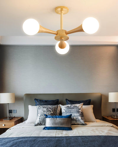 Luxury Wooden & Glass Chandelier – Elegant Illumination for a Sophisticated Space