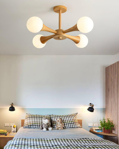 Luxury Wooden & Glass Chandelier – Elegant Illumination for a Sophisticated Space