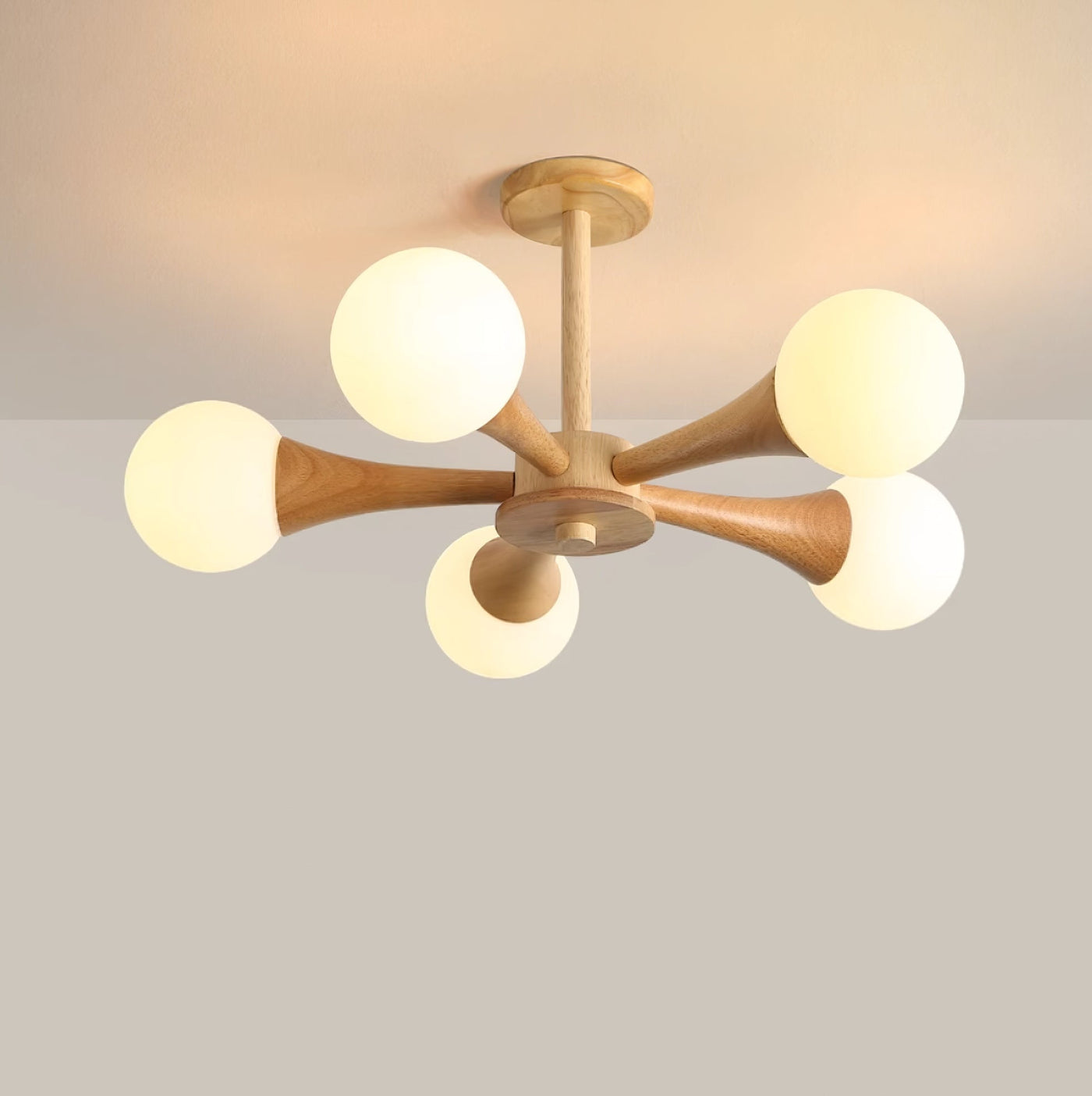 Luxury Wooden & Glass Chandelier – Elegant Illumination for a Sophisticated Space