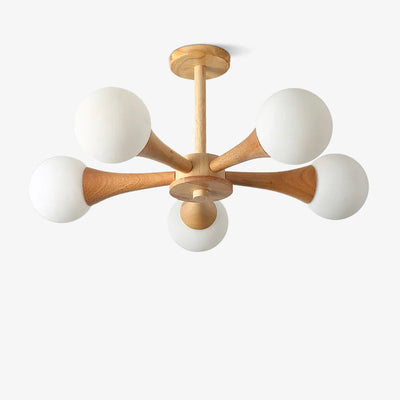 Luxury Wooden & Glass Chandelier – Elegant Illumination for a Sophisticated Space